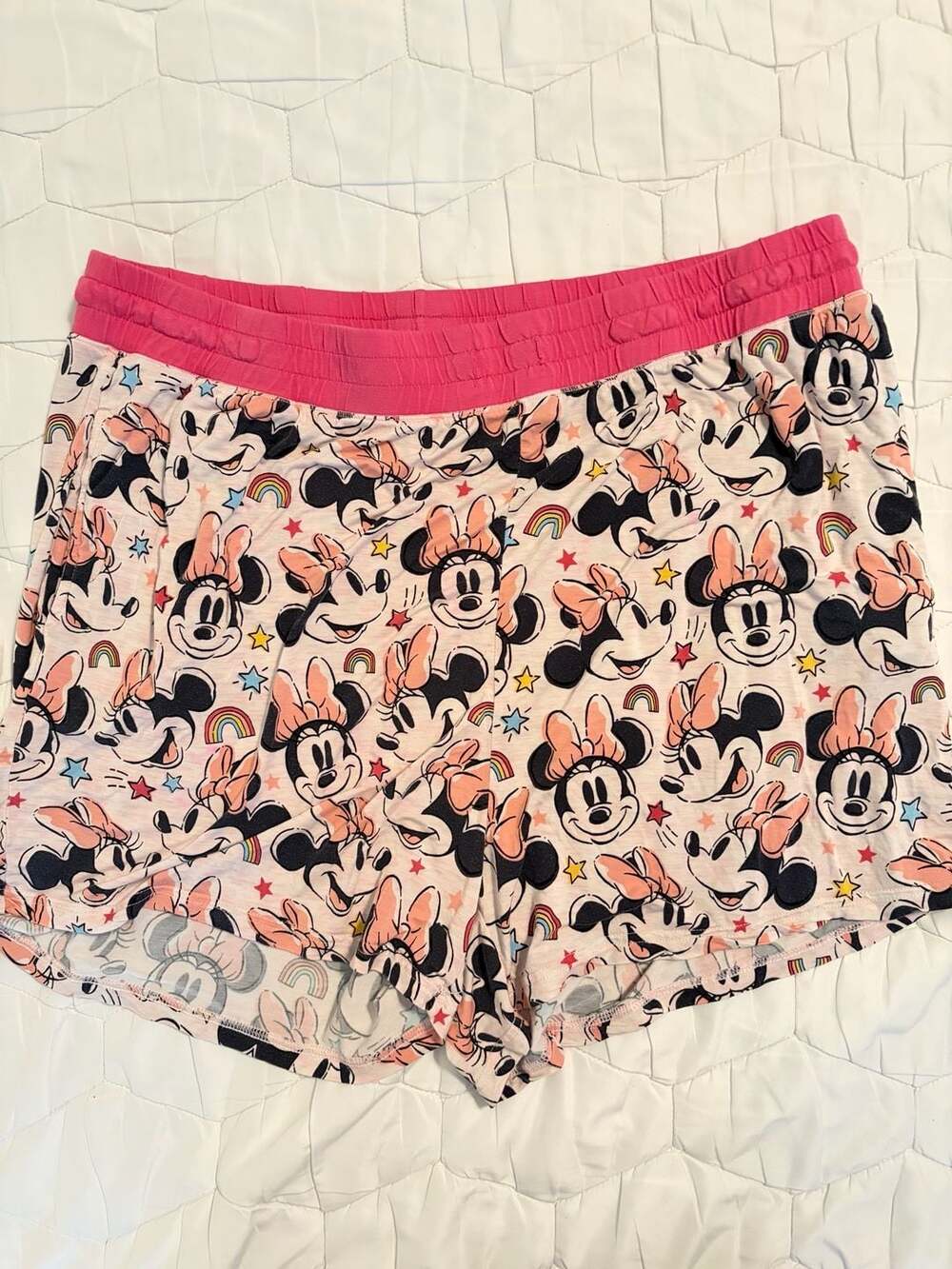 Little Sleepies Disney Minnie Mouse Pajama Shorts Pink Rainbow Star Sleep XXL